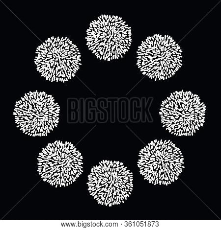 Vector Boho Pompom Pattern In Black And White Colors Perfect For Fabric Or Wallpaper