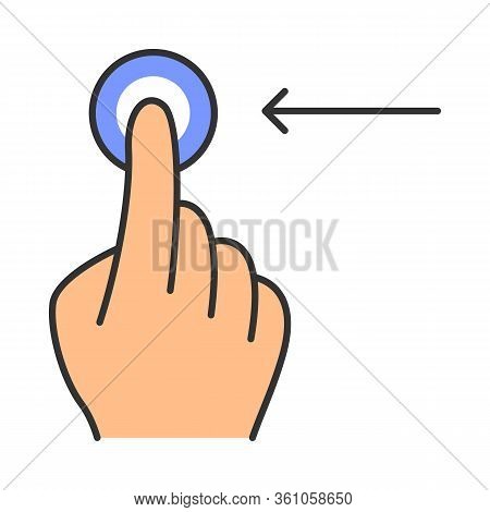 Horizontal Scroll Left Gesturing Color Icon. Touchscreen Gesture. Human Hand And Fingers. Tap, Point