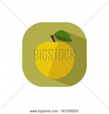 Yellow Apple Vector Flat Design White Background