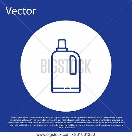Blue Line Fabric Softener Icon Isolated On Blue Background. Liquid Laundry Detergent, Conditioner, C