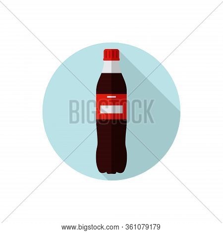 Flat Design Vector Of Soda Bottle Cola At Blue Background