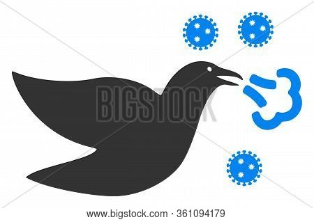 Raster Bird Flu Flat Icon. Raster Pictograph Style Is A Flat Symbol Bird Flu Icon On A White Backgro
