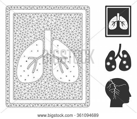 Mesh Lungs Fluorography Polygonal 2d Vector Illustration. Model Is Created From Lungs Fluorography F