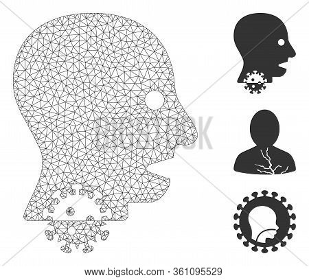 Mesh Sore Throat Polygonal Icon Vector Illustration. Abstraction Is Based On Sore Throat Flat Icon. 