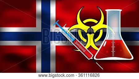 Epidemic Danger In Norway Vector Conceptual Medical Illustration Biohazard Sign With Syringe And Gli