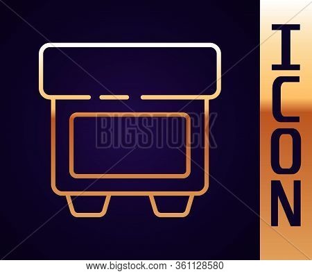 Gold Line Fuse Of Electrical Protection Component Icon Isolated On Black Background. Melting Breakin