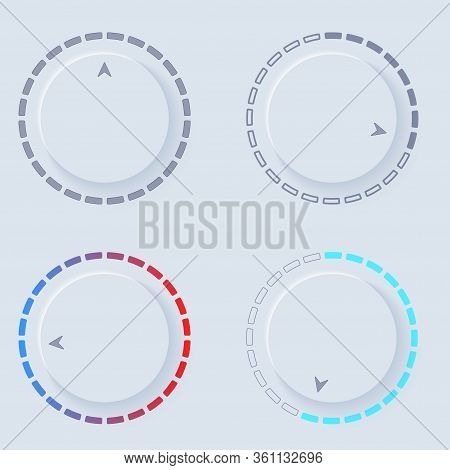 Neumorphic Ui Circle Light Set. Workflow Graphic Elements In Skeuomorph Trend Design. Circular Eleme