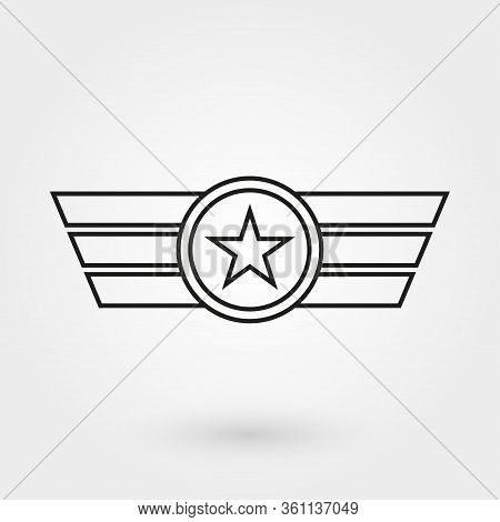 Wings With Shield Icon. Military And Army Badge. Pilot Logo. Vector Illustration.