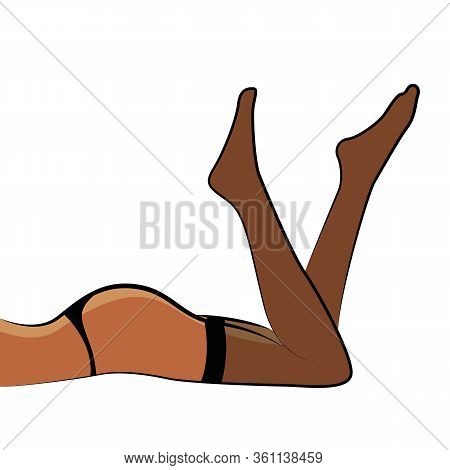Womans Legs In Sexy Black Dessous Vector Illustration Eps10