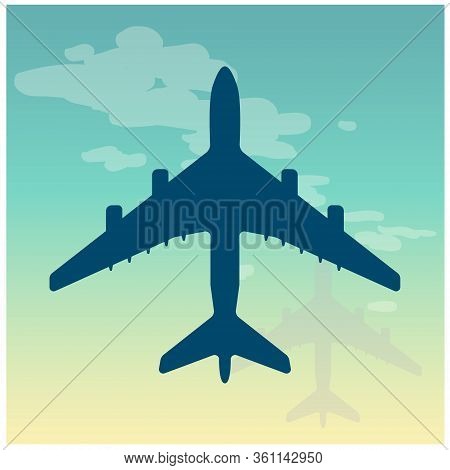 Plane Or Airplane In The Sky Icon. Vector Illustration In Trendy Flat Style. Eps 10.