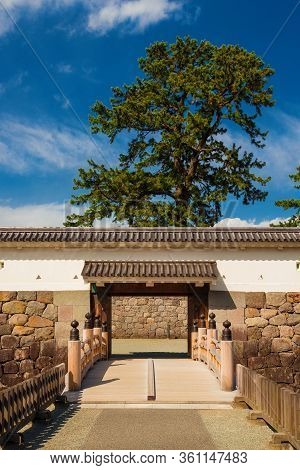 Odawara, Japan - March 14: Visiting The Odawara Castle Park Walls And Sumiyoshibashi Bridge, In Kant