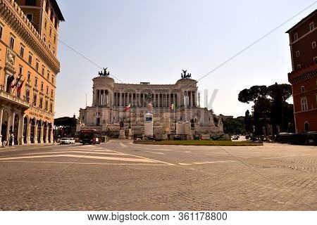 View Of The Altar Of The Fatherland Without Tourists Due To The Lockdown