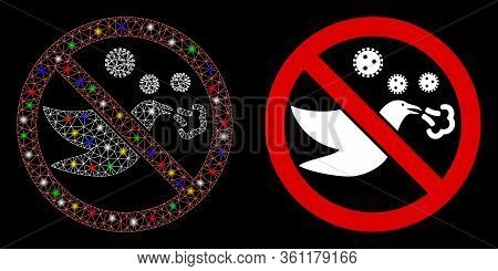 Bright Mesh Forbidden Bird Flu With Glitter Effect. Abstract Illuminated Model Of Forbidden Bird Flu