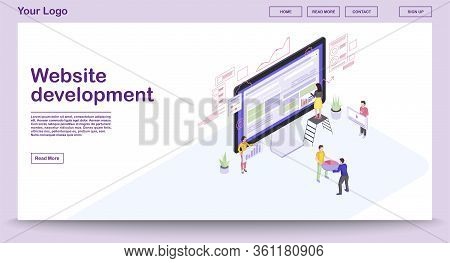 Website Development Webpage Vector Template With Isometric Illustration. Website Builder. People Bui