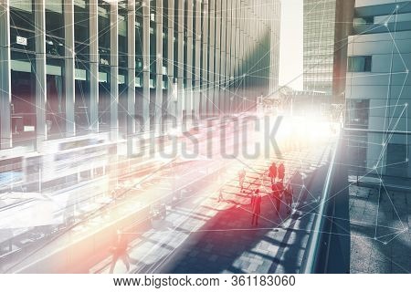 Meta, metaverse, Wireless network and Connection technology concept, 5G network concept, zuidas, online shopping, connecting people, business area, AR data stream, Amsterdam picture