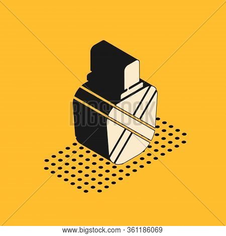 Isometric Canteen Water Bottle Icon Isolated On Yellow Background. Tourist Flask Icon. Jar Of Water 