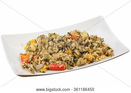 Frozen Vegetables Gorse Or Tomatoes Corn Peas Bell Peppers Carrots On A Plate