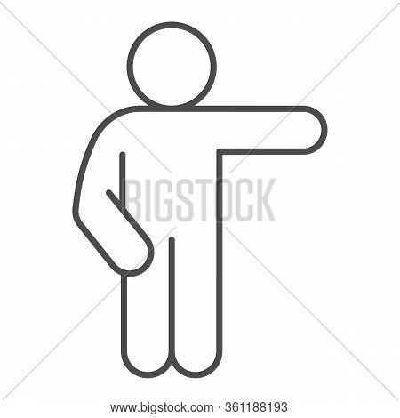 Man Point To The Right Thin Line Icon. Man With One Arm Down And Hand Pointing To Right Outline Styl