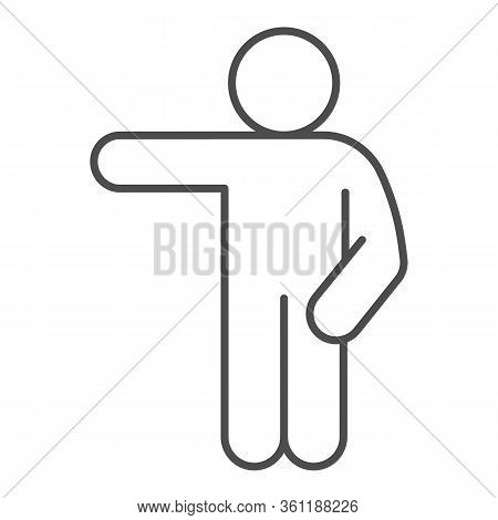 Man Point To The Right Thin Line Icon. Man With One Arm Down And Hand Pointing To Right Outline Styl