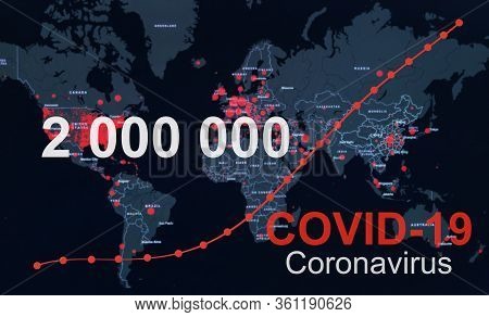 Global World Map Of The Covid-19 Coronavirus Pandemic With A Graph Of Infection Growth With A Red Do