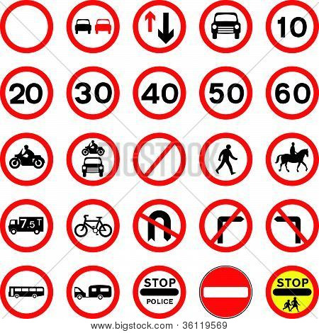 Road Signs, Red-Round