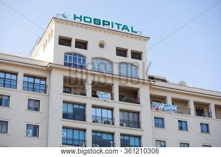 MÁlaga, Spain - April 10, 2020. Hospital Carlos Haya De Málaga, Health Personnel, The Fighters Again