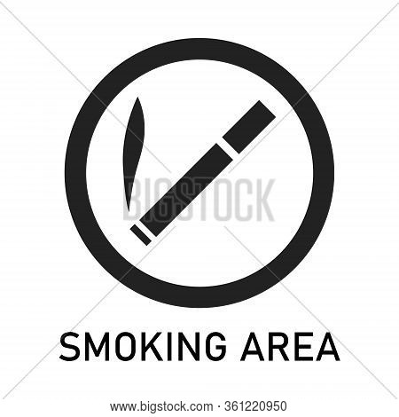 Smoking Area Sign In Trendy Flat Style Isolated. Cigarette Symbol Icon. Eps 10.