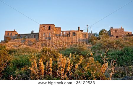 Historiska stenhus på Behramkale / Assos - Turkiet