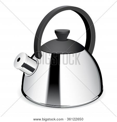 흰 배경에 고립 된 차 주전자입니다.