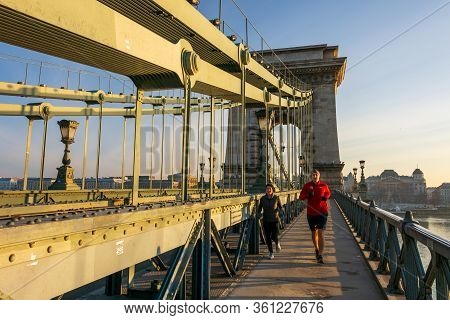 Széchenyi Chain Bridge And Area In Budapest