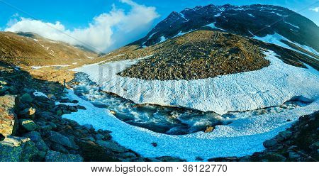 Вечерний горный поток и закат (Тиммелсёч, Австрия)
