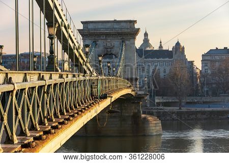 Széchenyi Chain Bridge And Area In Budapest