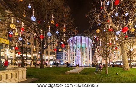 People Enjoying The Colorful Budapest Christmas Maekets, Hungary