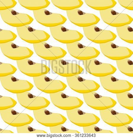 Illustration On Theme Big Colored Seamless Quince, Bright Fruit Pattern For Seal. Fruit Pattern Cons