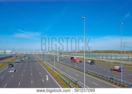 Highway A1 near Amsterdam in the Netherlands during the Corona Crisis