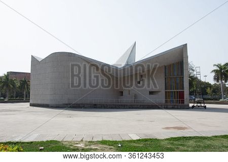 Chandigarh / India / April 04, 2017: Modern Art Museum In Chandigarh In Deconstructivist Style Made 