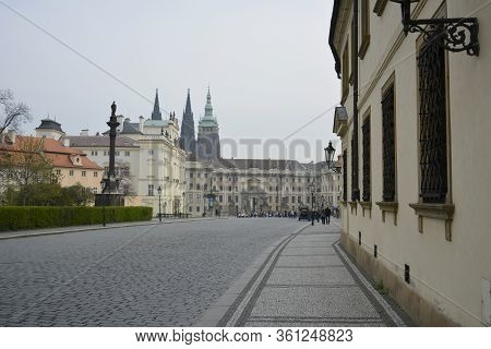 Prague, Czech Republic. March, 31, 2014. Prague Old Town View From Hradcany Square To Saint Vitus Ca