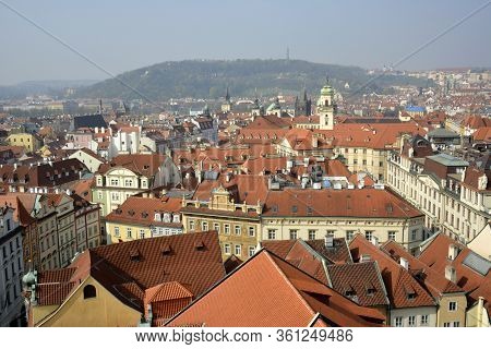 Prague, Czech Republic. April, 02, 2014. Old Town Prague City Center. View From Old Town Tower, Prag
