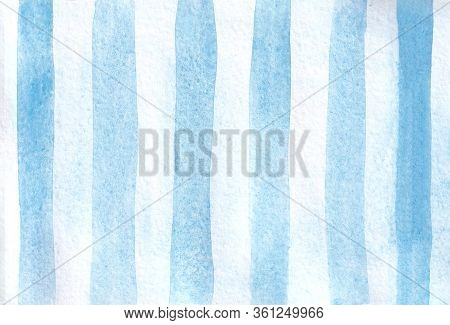 Abstract Watercolor Hand Drawn Blue Stripes. Blue Abstract Background.