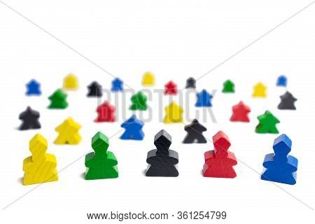 Four Religious Denominations In The Foreground Crowds. The Role Of The Church In Society. Colorful G