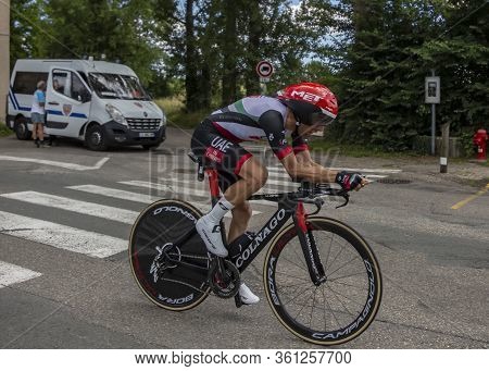 Bourgoin-jallieu, France - 07, May, 2017: The Italian Cyclist Manuele Mori Of Uae Team Emirates Ridi