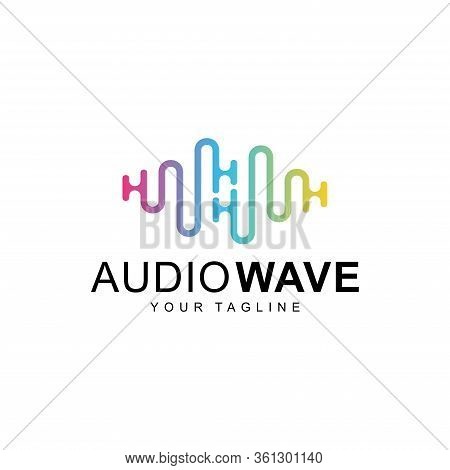 Sound Wave Template Logo Music Dj Audio System. Brand Identity. Clean And Modern Style Design