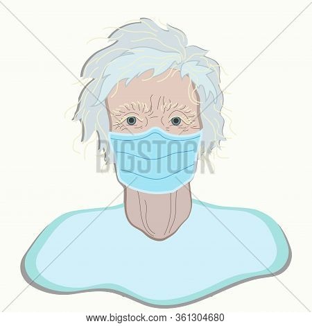 Coronovirus Illustration For Landing Page Or Presentation About People At Risk. Grand Mama, Old Woma