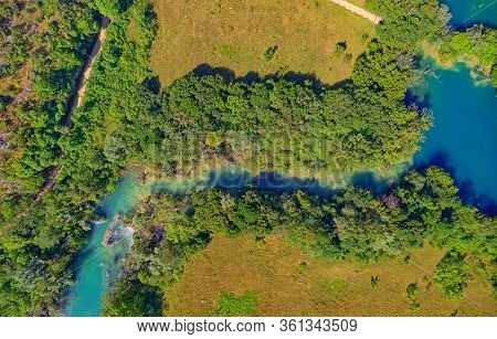 Aerial View Of The Brljan Lake Located Downstream Of Bilusic Buk On The Exit From Canyon Of Krka Riv