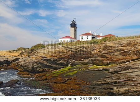Beavertail světlo na ostrově Conanicut, Rhode Island