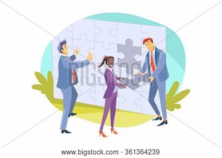 Team, Teamwork, Partnership, Cooperation, Business Concept. Businessmen Women Colleagues Clerks Mana