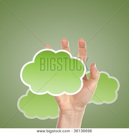 Hand med cloud computing symbol
