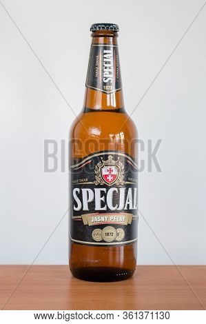 Pruszcz Gdanski, Poland - April 11, 2020: Bottle Of Spejal Lager Beer.