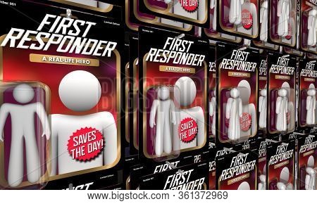 First Responder Emergency Workers Police Fire Medical Paramedic Action Figure 3d Illustration