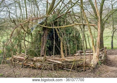 Small Round Hut At Tegeler Fliess Build Witch Wood And Branches